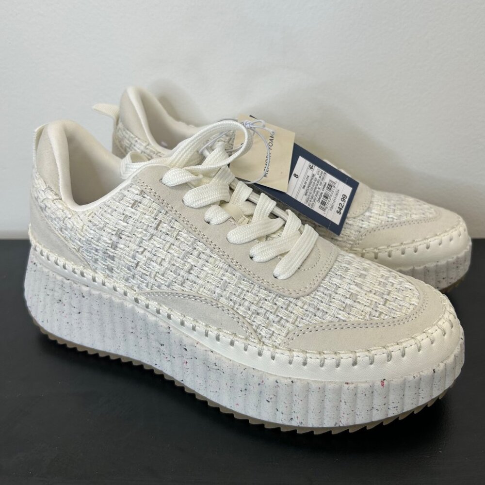 K-3 Universal Thread Size 8 Women's Persephone Sneakers White/Cream Woven Fabric - Picture 4 of 5